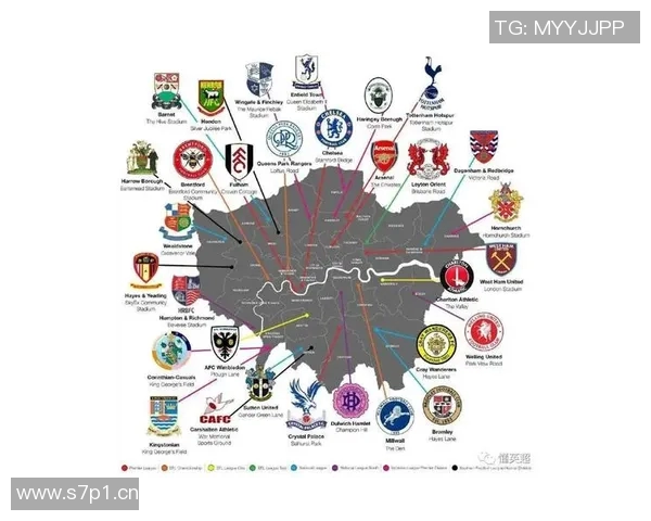 英超各队所处的城市和地理分布图